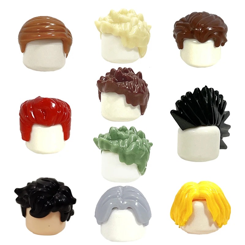 10PCS/SET KT Min Building Blocks  Girl's  Curly Hair Accessories  Moc Bricks Sets Figures Hair Children's Toys