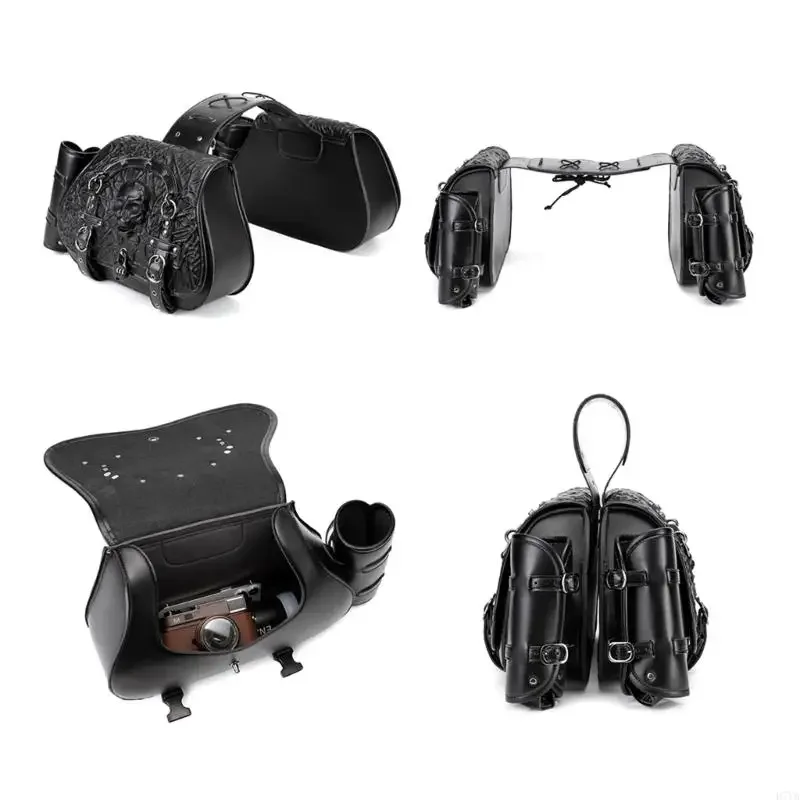 حقائب السرج لراكبي الدراجات النارية العالمية تصميم قابل للإزالة مقاوم للماء مع قفل مضاد للسرقة وتخزين عالي السعة X37F #5