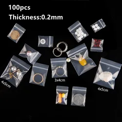 100pcs Thicken Mini Ziplock Bags For Small Jewelry Retail Accessory Packaging Supplies Pill Waterproof Storage Pouch Reclosable