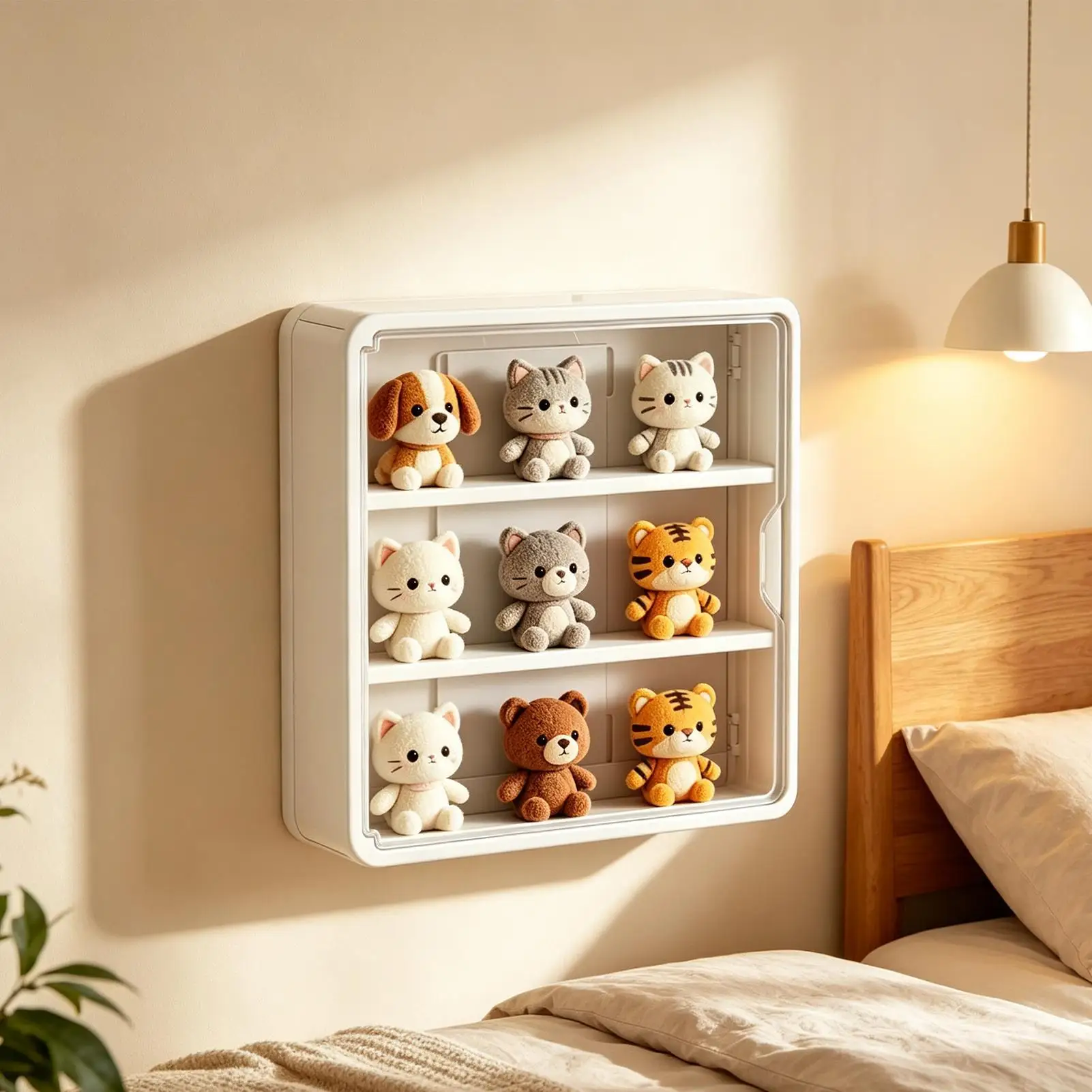 Display Case Shelf 3 Tier Clear Wall Mounted Box With Magnetic Door Small Display Cabinet For Shelving Bookcase Bookshelf