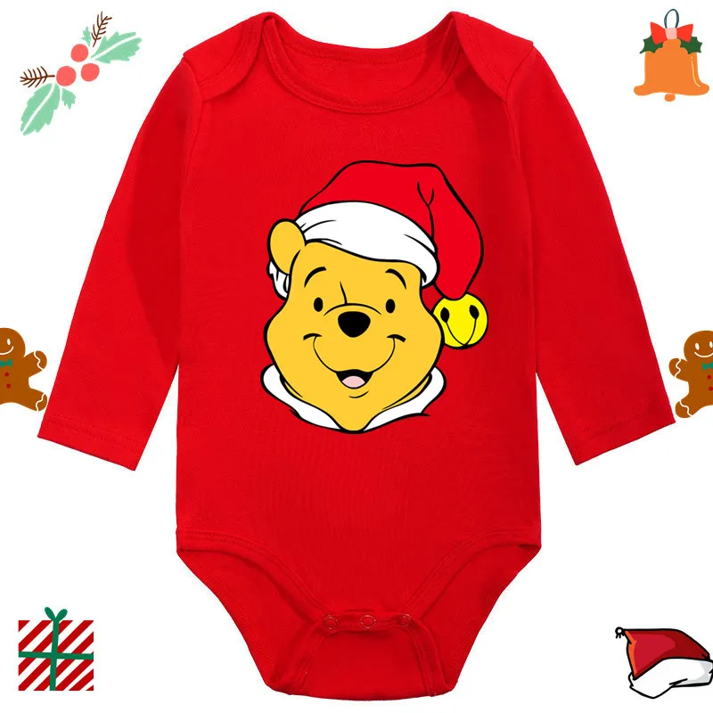 

Рождественская одежда Winnie для малышей, красные хлопковые боди с длинными рукавами для новорожденных и цельные осенние комбинезоны