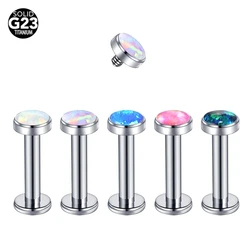 Anillo de labio Labret de ópalo de titanio G23, circonita anodizada, Punta roscada interna, pendiente de perforación de oreja Tragus Helix, 16G, 1 pieza