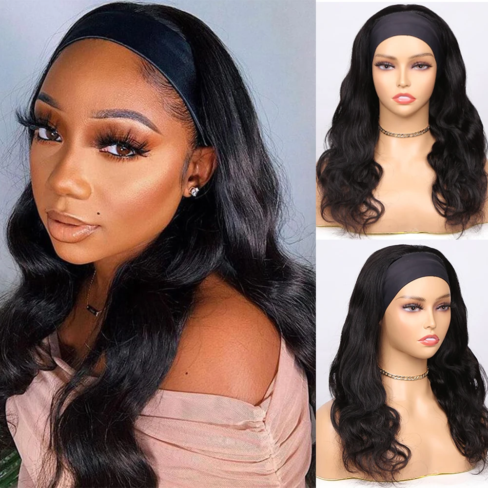 

Headband Wig Human Hair Body Wave Glueless Brazilian Remy Hair 150 Density Cheaper Natural Wig For Black Women Fast Shipping