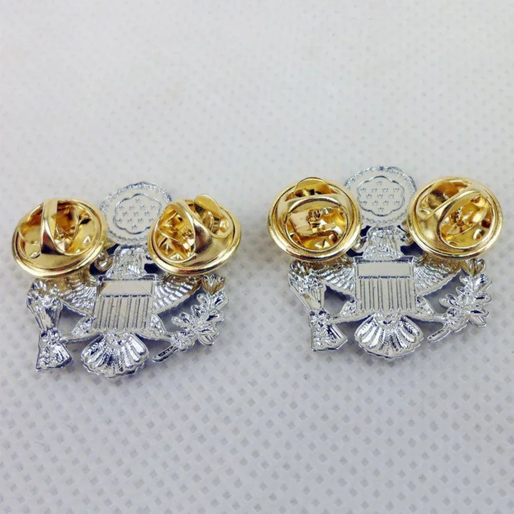 PAIR US BADGE WWII AIR FORCE GENERAL OFFICER SHOULDER EAGLE MINI INSIGNIA PIN COCKADE SILVER