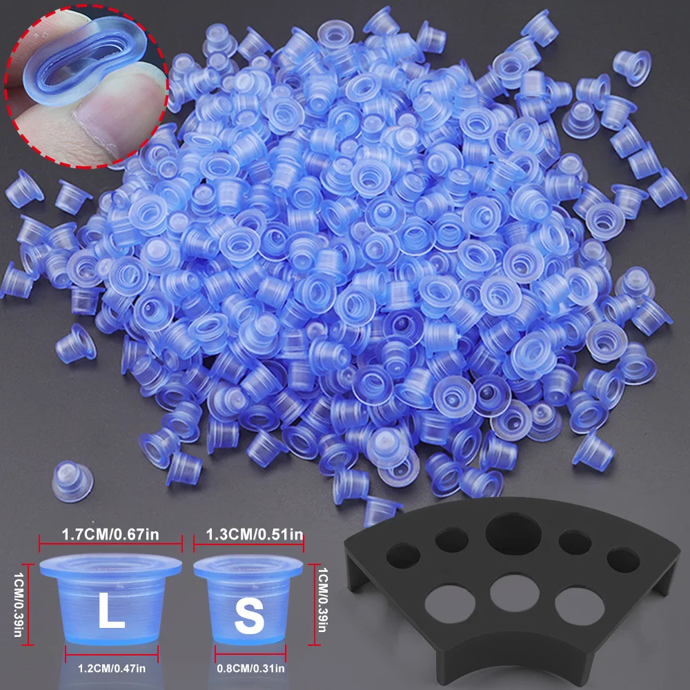 100-1000PCS Blue Disposable Tattoo Ink Cup and Tattoo Ink Cups Holder Kit Silicone Pigment Container Caps Tattoo Accessories