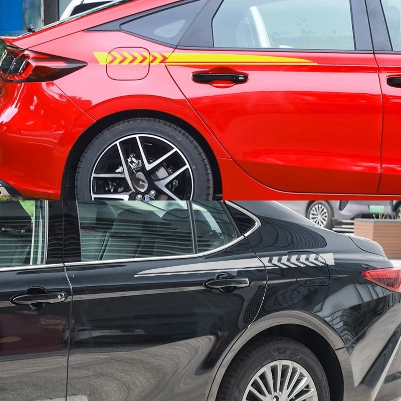 Car Stickers, Side Skirt Decorative Stickers, Scratch-Covering, Waterproof and Reflective Modification Decals Car Accessories