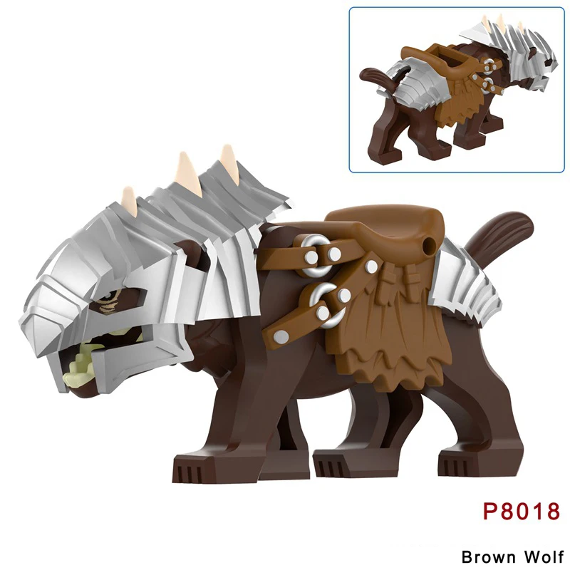 MOC Mittelalterliche Burg Ork-Soldaten Figuren Wolfskutsche Ritter König Krieger Elefant Ziege Bausteine Spielzeug Geschenke
