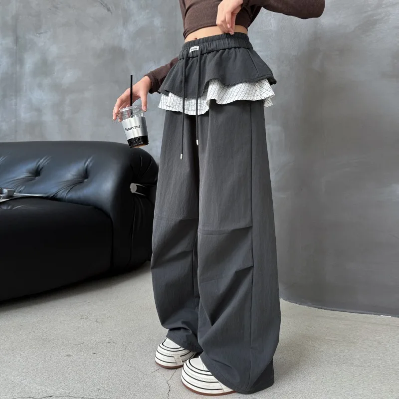 Gerade Hosen für Kinder und Mädchen von UNITIM, 4–14 Jahre, Patchwork-Hosen für Kinder und Mädchen, lockere, lässige Hosen für junge Teenager, Mädchen mit weitem Bein – Detail 7