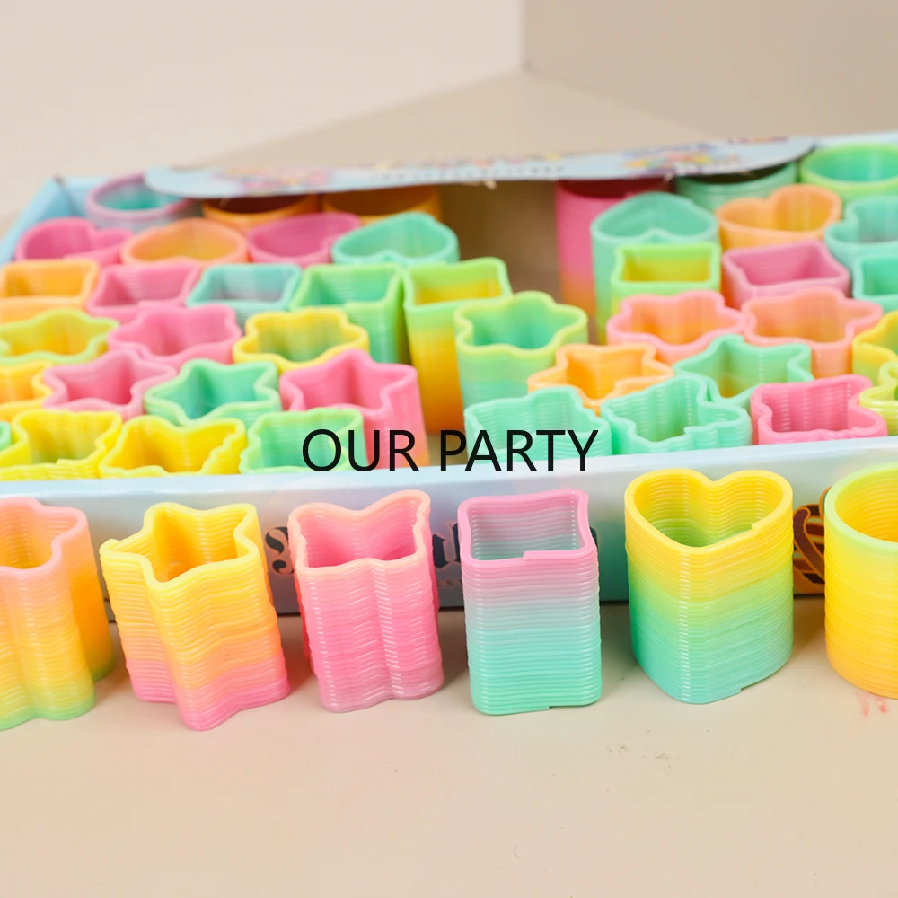 10Pcs Mini Neon Rainbow Magic Spring Toys for Kids Birthday Party Favors Wedding Guest Gifts Pinata Fillers School Prizes