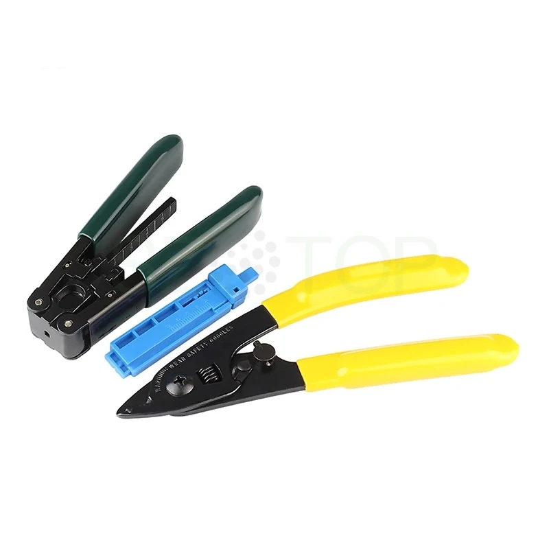 FTTH Fiber Tools set three ports optical fiber wire peeler cable stripper mouthed pliers + longbarguide rail strip two-in-one