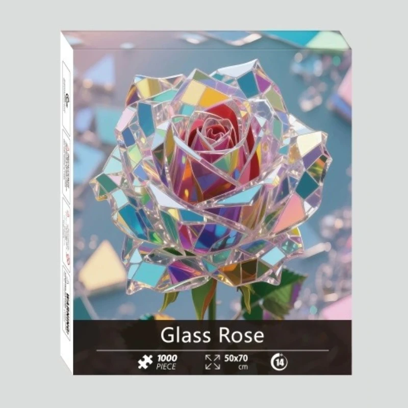 1000pcs Premium Crystal Rose Jigsaw Puzzle Large 70x50cm (27.5x19.7in)  Premium White Cardboard Jigsaw Puzzle,Rose Floral Puzzle