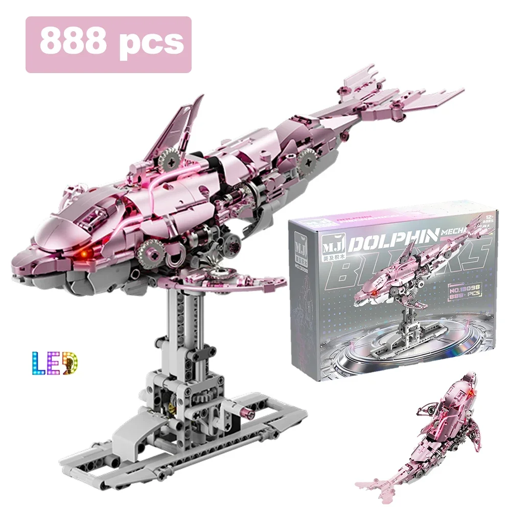 MOC التقنية الميكانيكية مخلوق بحري اللبنات LED دولفين نموذج سطح المكتب زخرفة الطوب لعبة تعليمية للأطفال هدية #1
