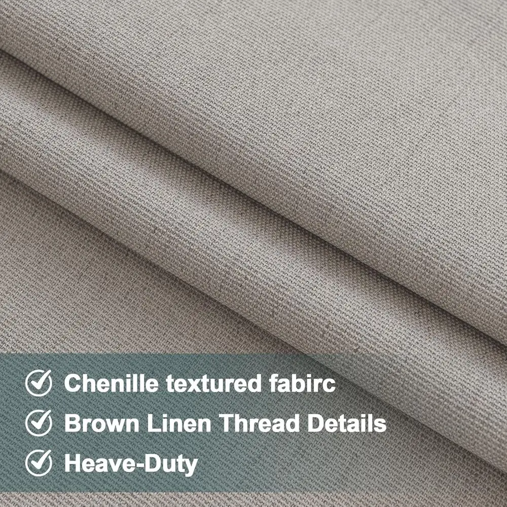 96 wärmeisolierte Verdunkelungsvorhänge mit Leinenstruktur und Rückenlasche, 52 B x 96 L, Austerngrau für das Wohnzimmer