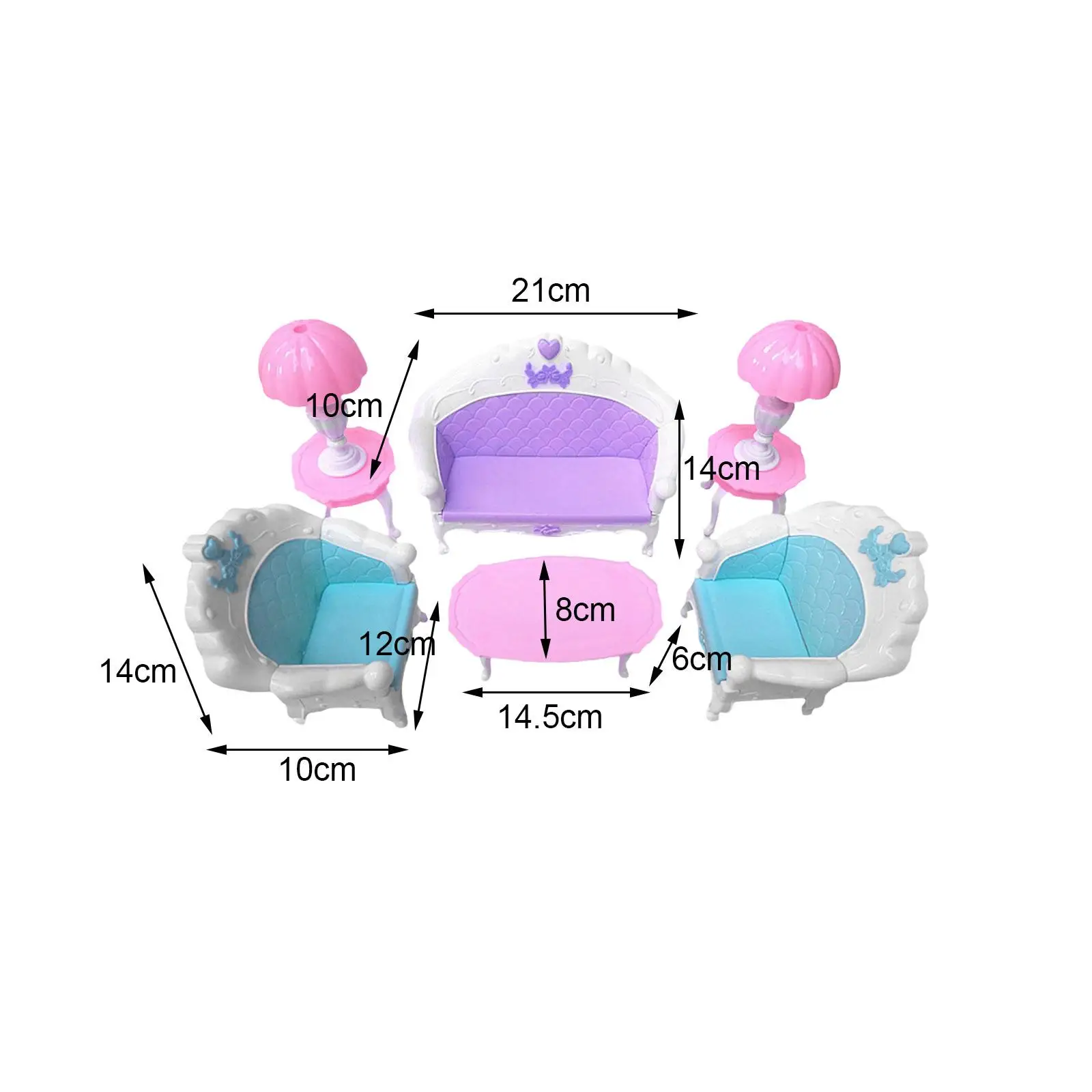 Poppenmeubilair Mini Simulatie Rollenspel Poppenhuis Ornament Poppenhuis Woonkamer Miniatuur Bank en Tafel voor Pop DIY Scène