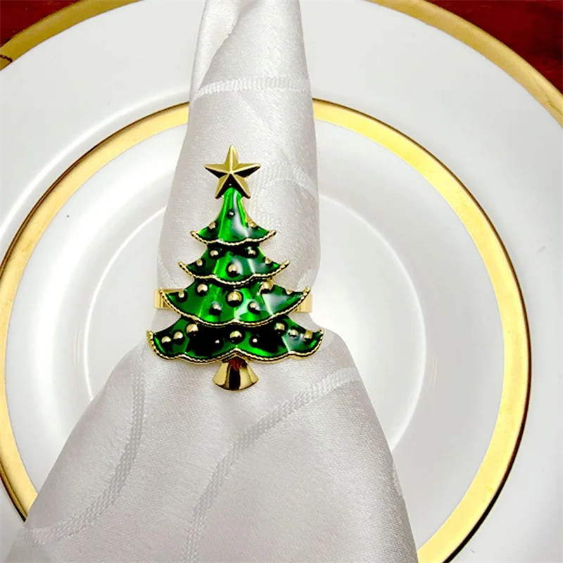 Gold Napkin Rings Set for Christmas Winter Wedding,Christmas Hemp Rope Metal Home Table Decorations,for Kitchen Banquet Ring hol