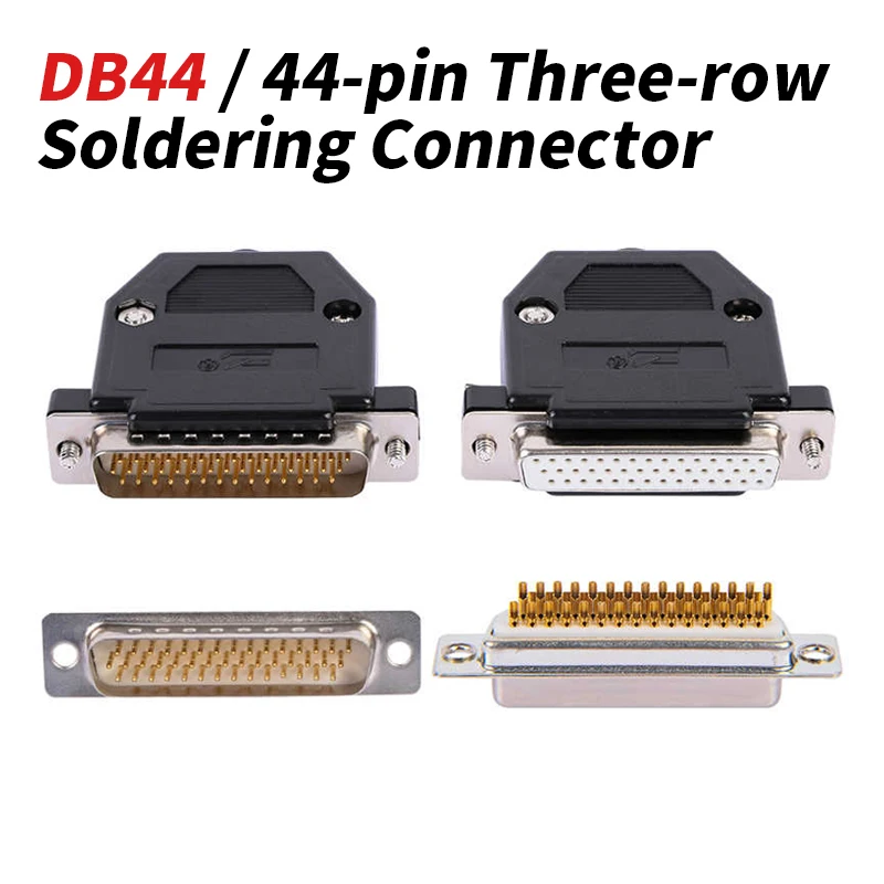 DB44 Male Female Connector 3 Rows 44 Pin Solder Joints Server Plug Plastic Shell Industrial Grade Copper DB 44P Head Connectors