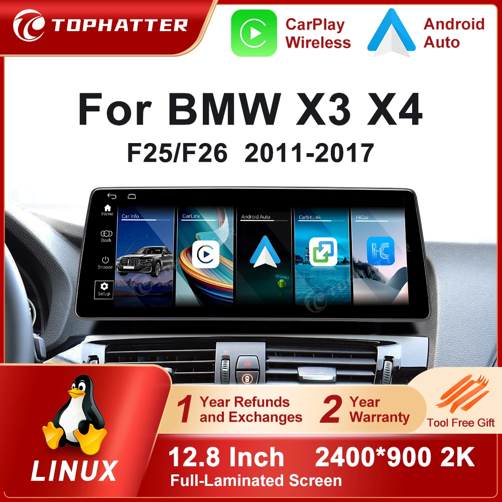 

CarPlay For BMW X3 F25 X4 F26 2011 2017 12.8 2K 2400*900 Car Radio Screen LInux Multimedia Player Navi Head Unit 360
