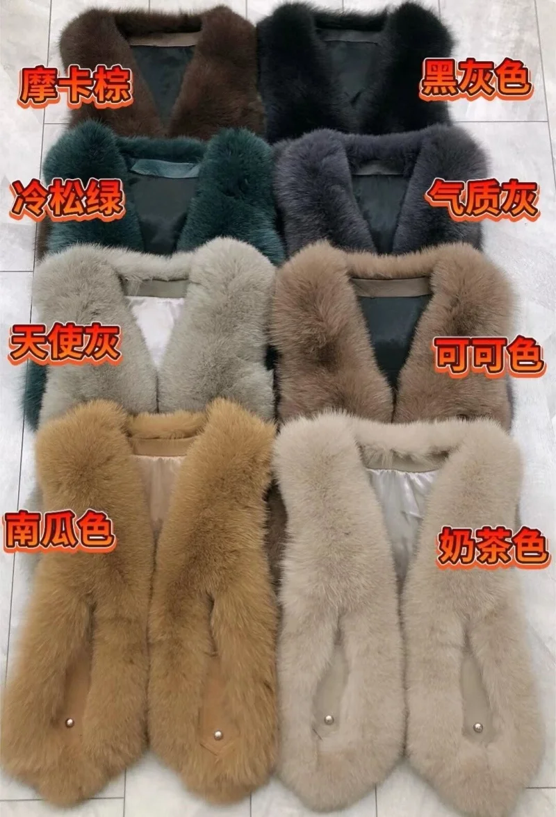 Natural Real Fox Fur Vest Jacket Waistcoat Short sleeveles Vest woman winter warm Natural Fur Coat Real Fur Jacket Fox Fur Coats