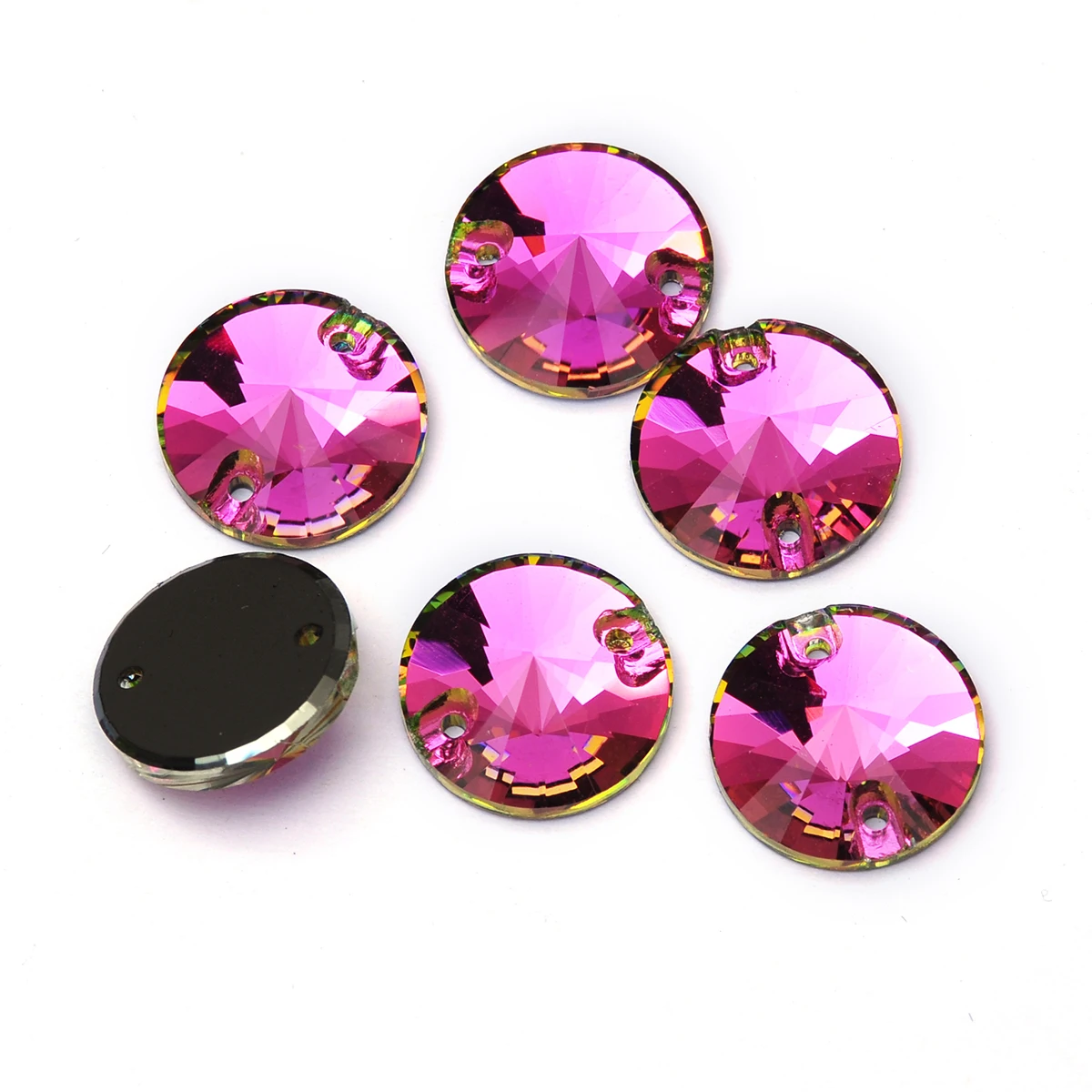 Pubrilex Vitrail Rose خياطة على أحجار الراين متعددة الأشكال بلورات الخياطة المشطورة لفستان التزلج البدلة ملابس الصالة الرياضية الملحقات