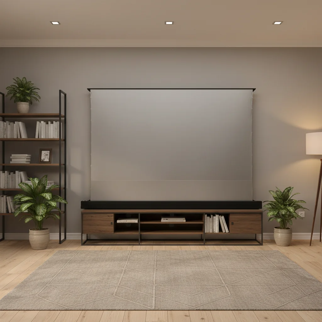 120 Inch Fresnel ALR Tab Tension Motorized Floor Rising Projection Screen Long Throw For Home Cinema & Office Use