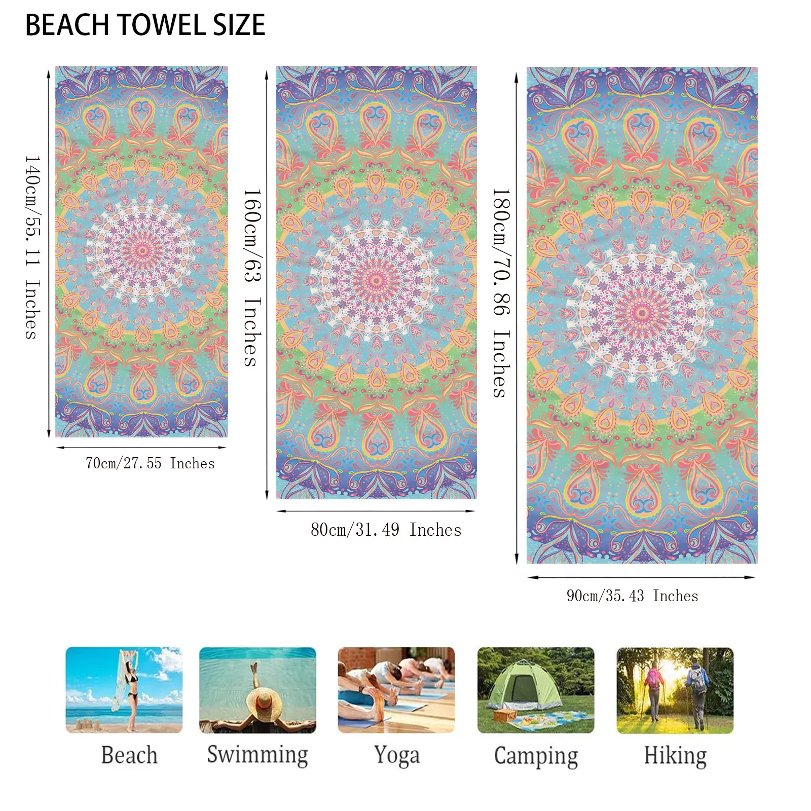 Water absorbent quick drying beach towel Sun shawl Yoga towel Swimming running quick drying towel Super light and thin