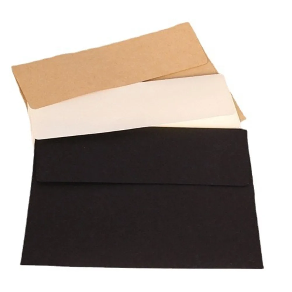 10pcs/pack 17.5x12.5cm kraft white (ivory white) black paper Envelope Message Card Letter Stationary Storage Paper Gift