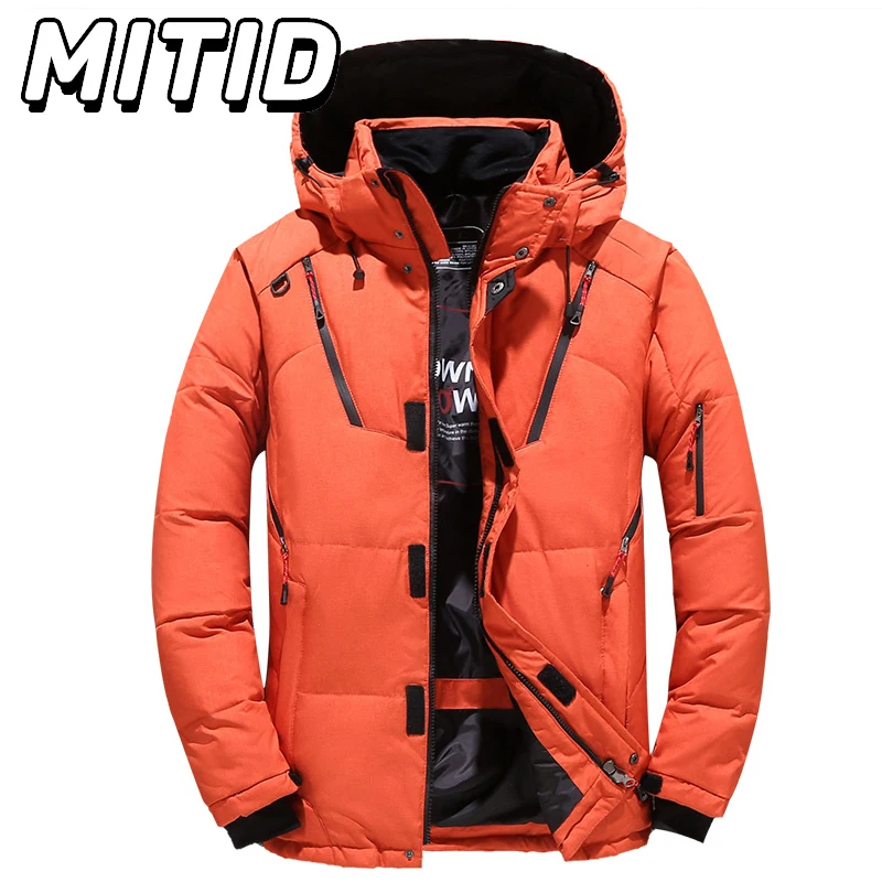 -20 Degree Winter Parkas Men Down Jacket Male White Duck Down Jacket Hooded Outdoor Thick Warm Padded Snow Coat Oversized M-4XL