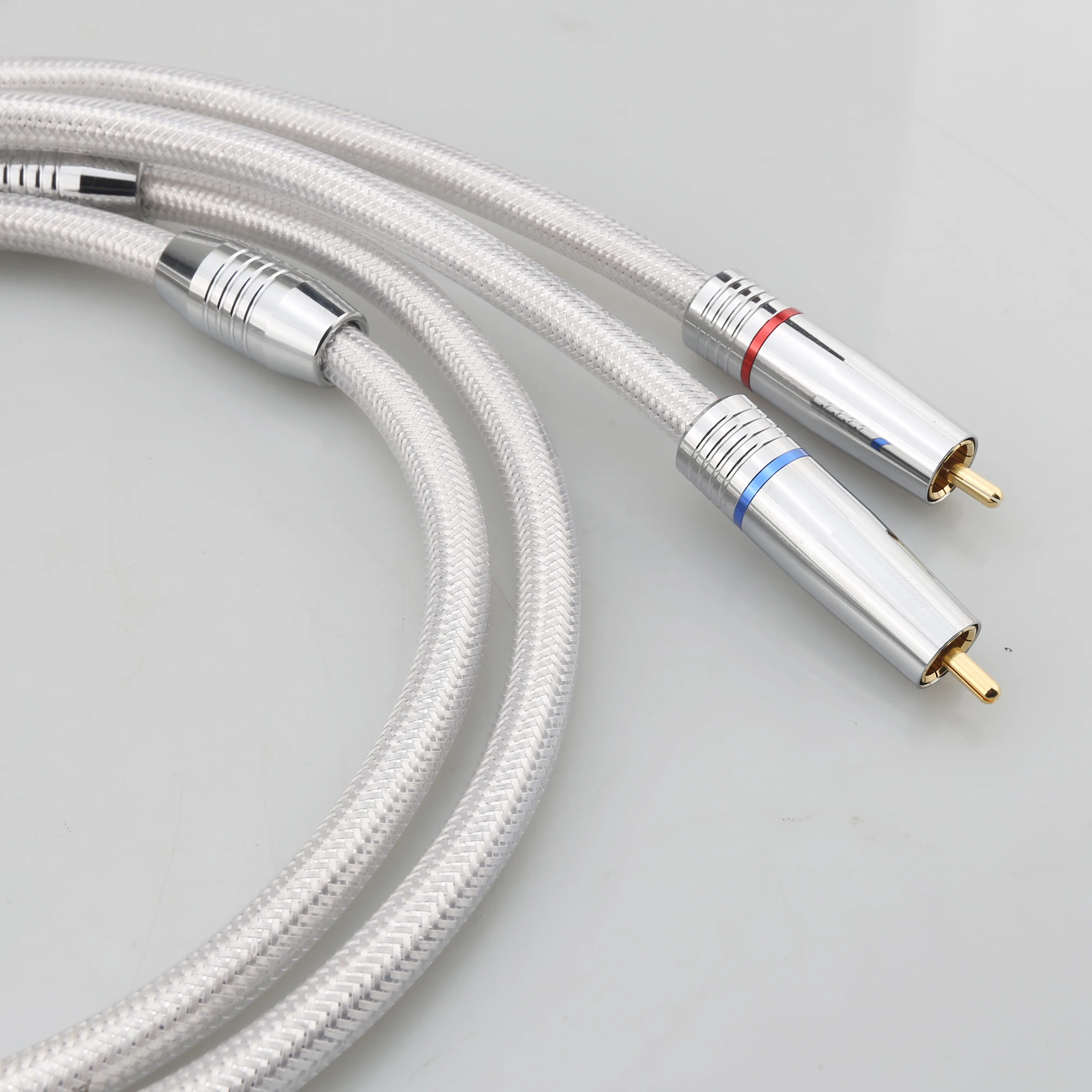 Audiocrast IC102AG 99.998% كابل RCA من الفضة النقية HiFi Audio ربط سلك PSS فضي نقي مع قابس مطلي بالذهب