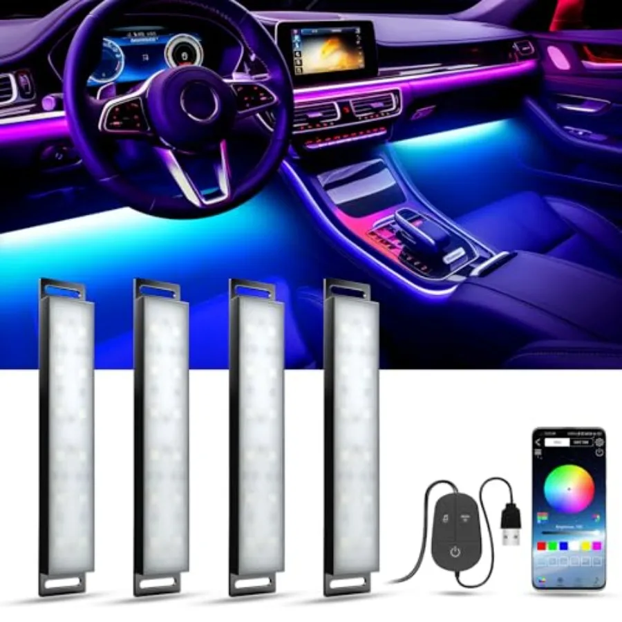 

【Spot goods】Car LED Lights Interior Multcolor LED Light for Car with APP Control and DIY Mode Music Sync USB Under Dash Lightin