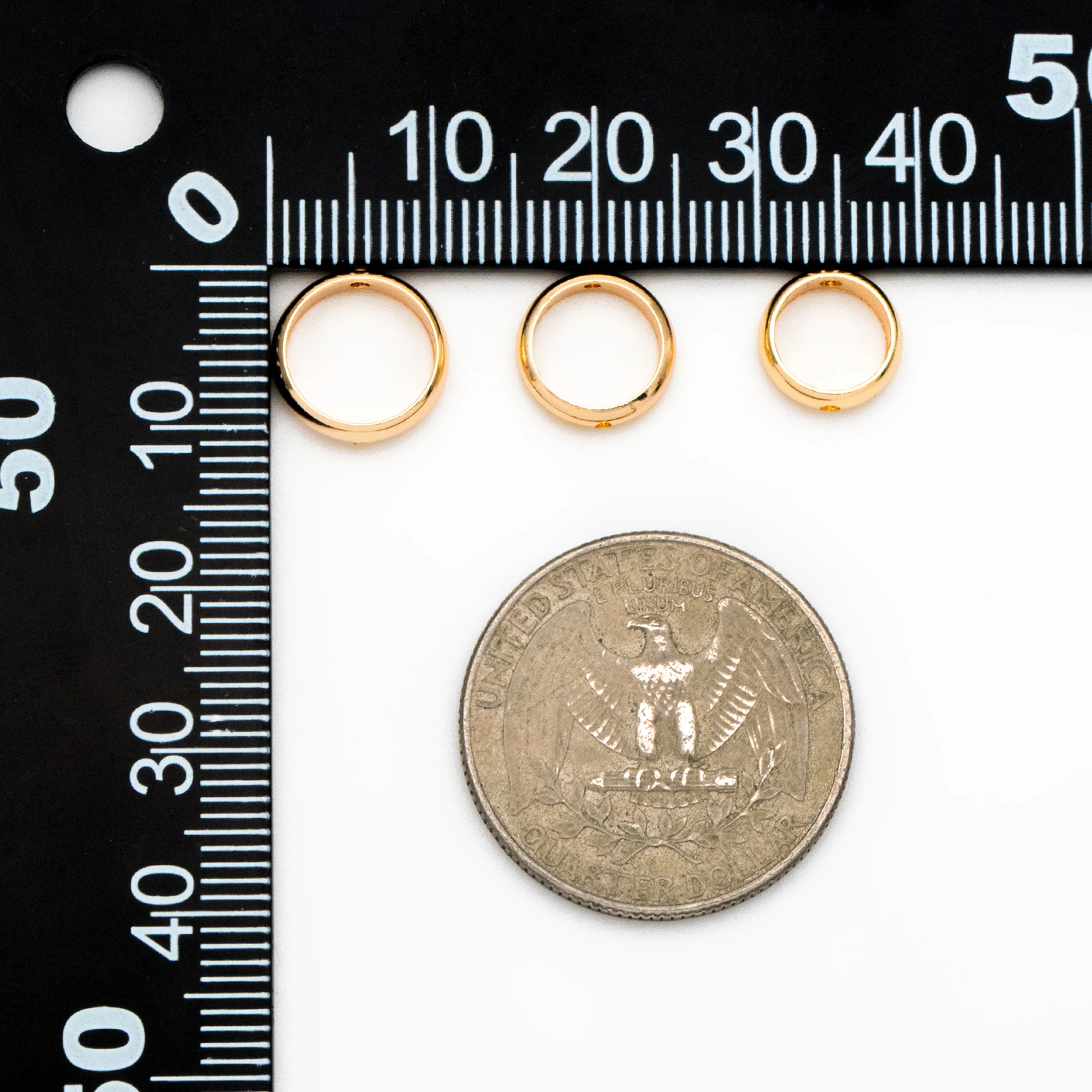 10pcs Gold Round Bead Frame Charms, Gold Plated Brass Ring Connectors, 9/ 11/ 12mm Outer Size (GB-021)