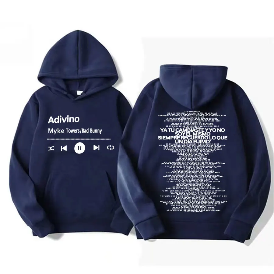 Rapper Myke Towers Adivino Full Lyric Latin Music Hoodies Men Women Fashion Hip Hop Vintage Concert Hoodie Sweatshirt Streetwear