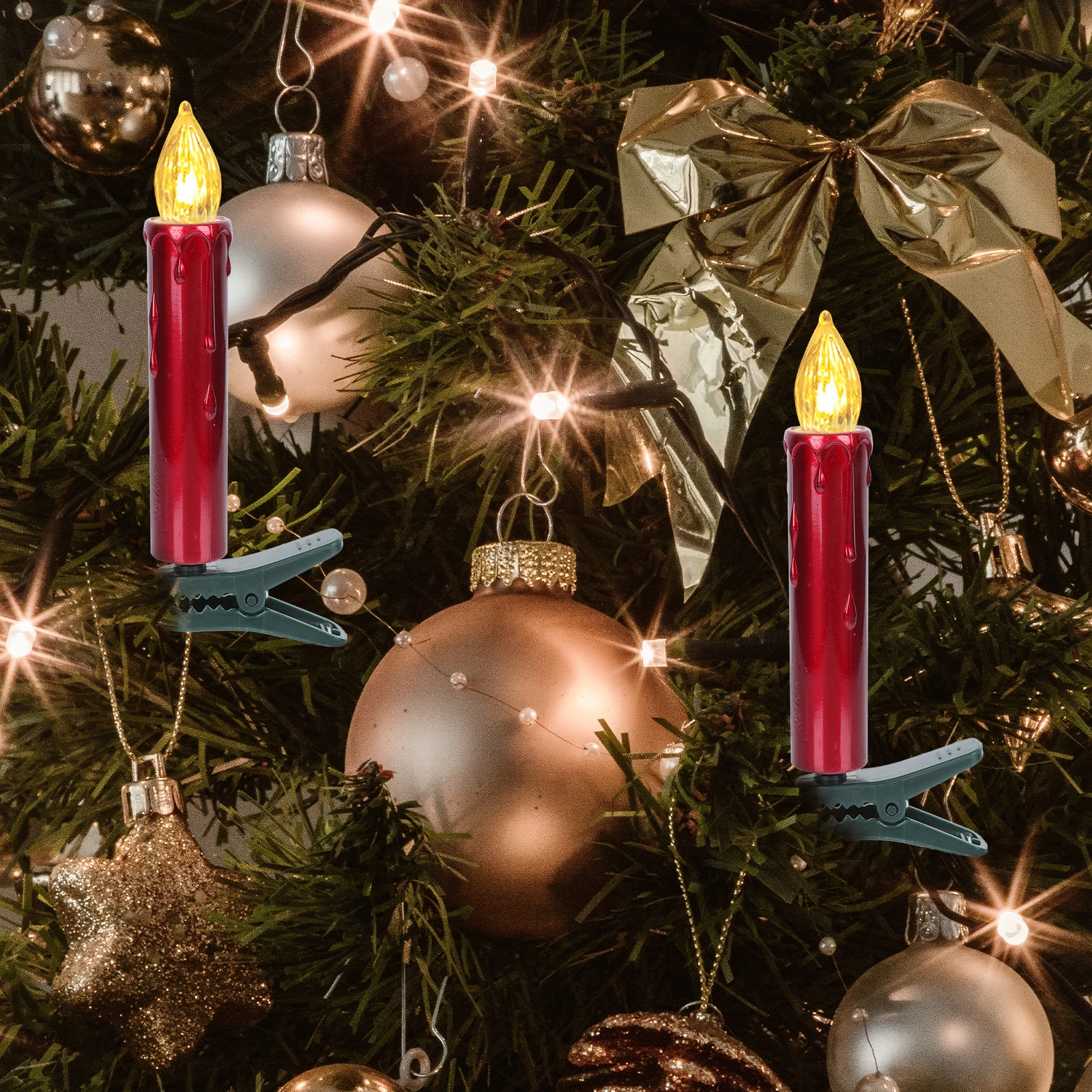 

10 Pcs Red Electronic Taper Christmas Lights Flicker Candles Flameless Flickering Led Tealight