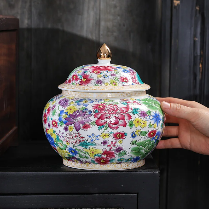 

Ceramic Storage Jar General Jar High-grade Color Flower Arrangement Vase Home Candy Nuts Coffee Bean Storage Bottle Jewelry Box