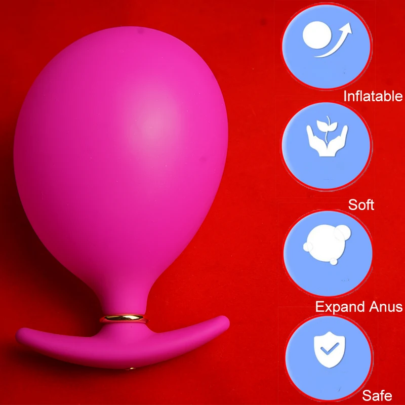 Inflatable But Butt Plug Dildo,Silicone Vagina Anus Expander Ass Dilator Buttplug,Expandable Anal Sex Toys with Removable Pump