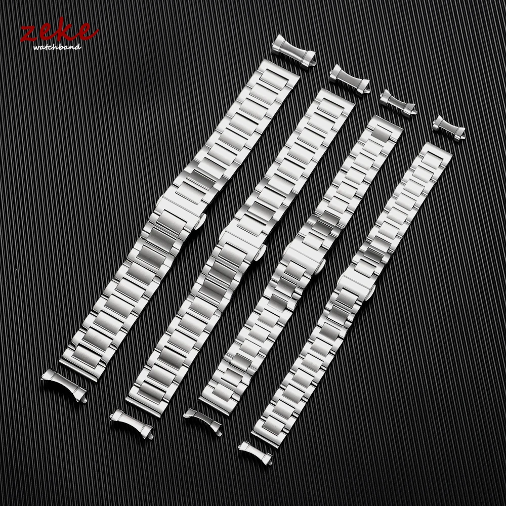 Arc Flat End Solid Stainless Steel Watchband for Tissot Butterfly Clasp Strap 14mm 16mm 18mm 20mm 22mm Universal Accessories