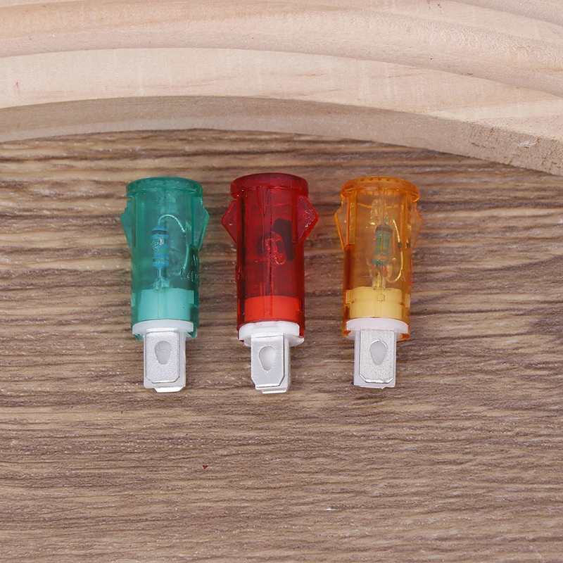 10 ชิ้นสัญญาณโคมไฟแผงติดตั้งตัวบ่งชี้นีออนสีแดงสีเขียวสีเหลืองไฟ 220 โวลต์ 10 มิลลิเมตร MDX-11A Guiding