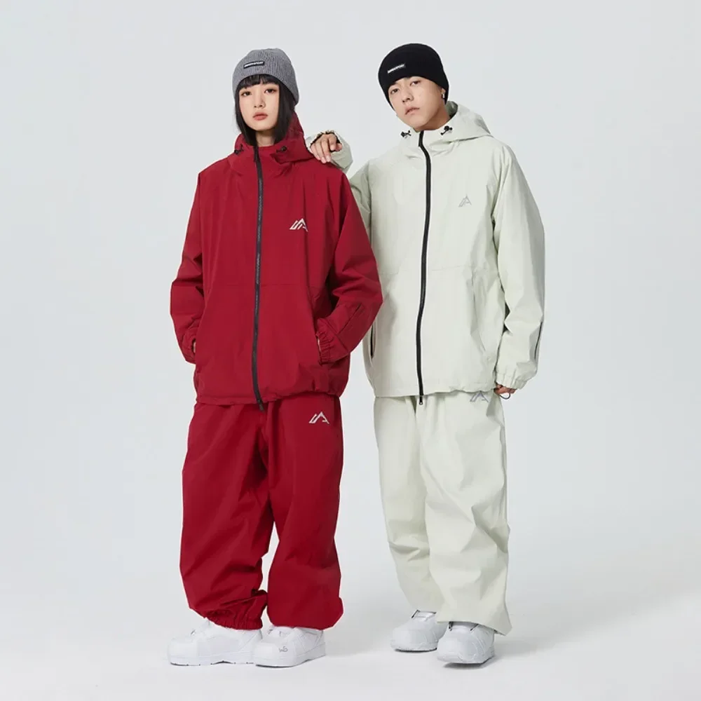 New Male Female Couple Ski Suit Set Loose Type Waterproof Keep Warm Ski Pants Ski Jackets