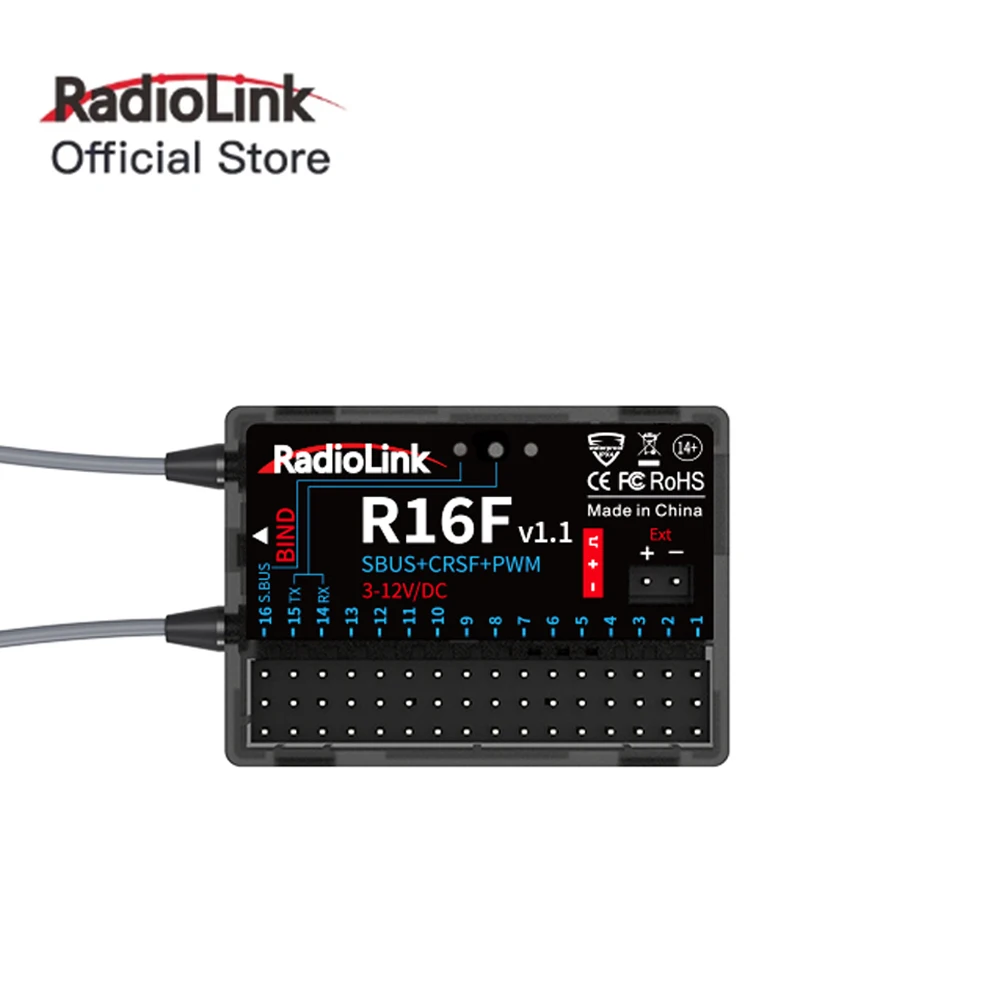 

Радиоуправляемый приемник Radiolink R16F, 16 каналов, 2,4 ГГц, дальность 600 м