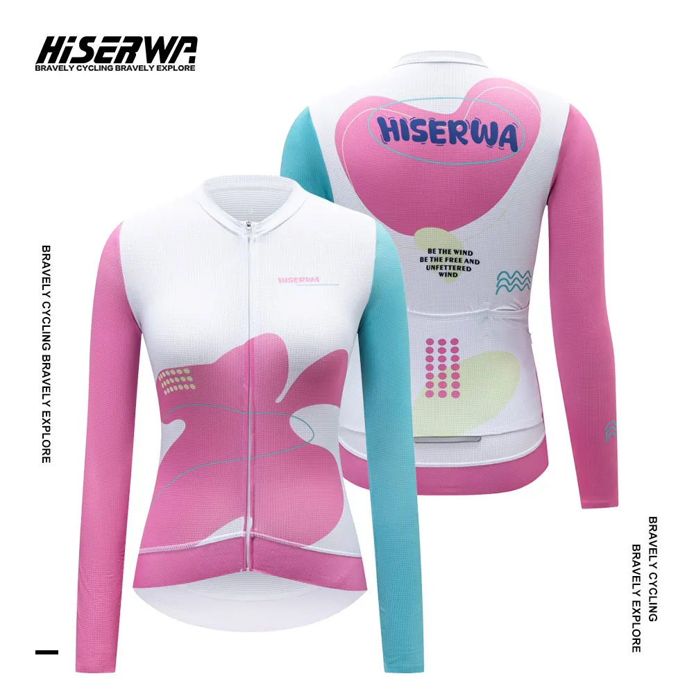 

HISERWA Cycling Jersey High Quality Summer Women Long Sleeve Aero Slim Fit Cycling Jersey Road Breathable Quick Dry Bike Shirts