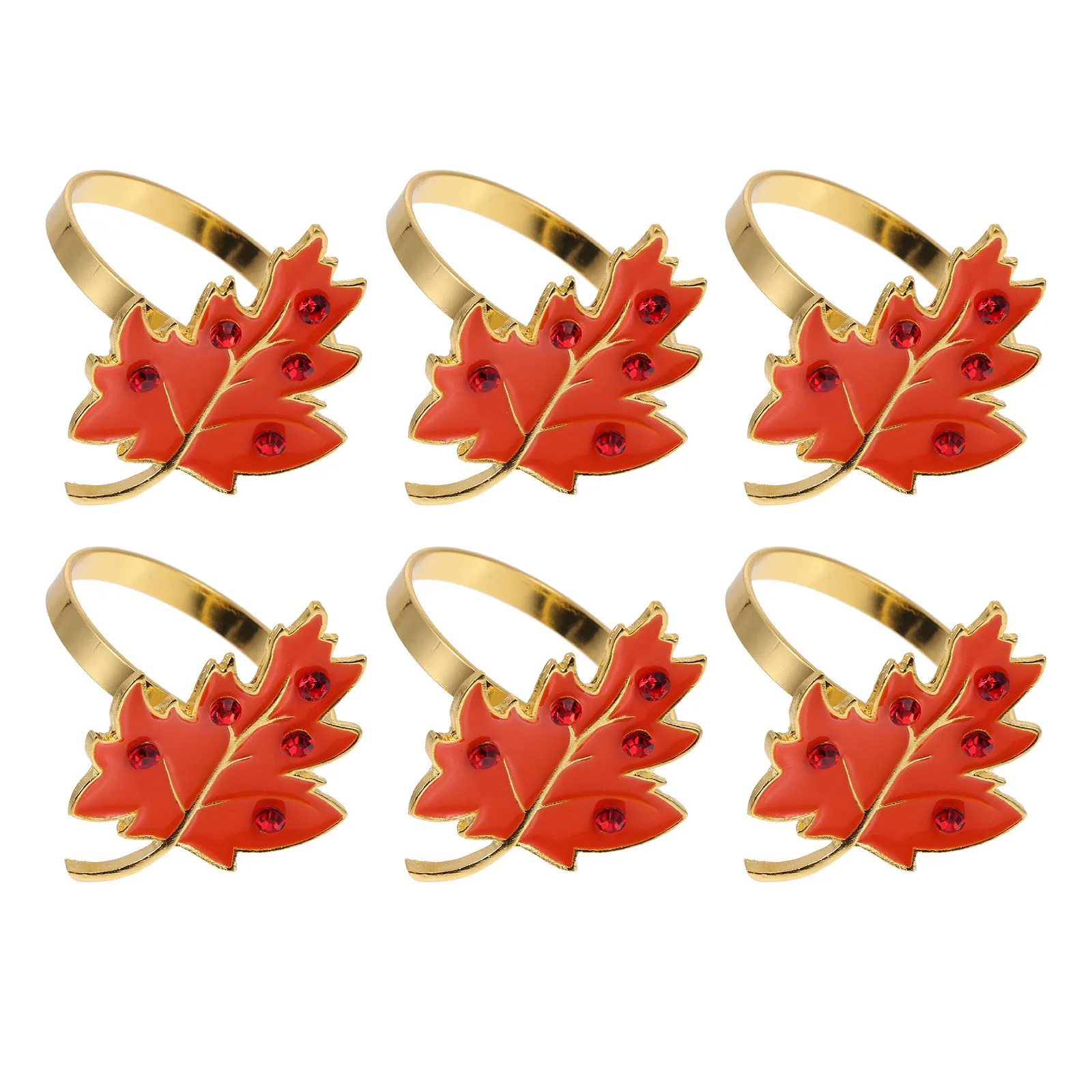 

6 pcs Halloween Maple Leaf Napkin Buckle Orange Festive Decoration Set For Party Wedding Thanksgiving Table Accessories Maple