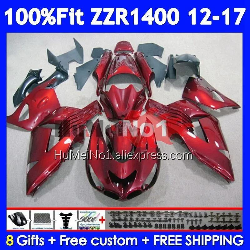 Metallic Red Body For KAWASAKI NINJA ZZR1400 ZZR 1400 12 13 14 15 16 17 230No.143 ZZR-1400 2012 2013 2014 2015 2016 2017 Fairing