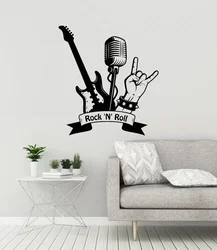 Music Wall Stickers Rock N Roll Vinyl Wall Decals Musician Stickers Murals Home Living Room Bedroom Fashion Decoration YY25