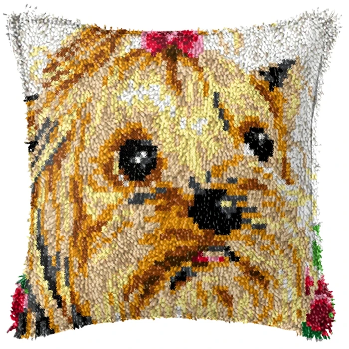 Cute Animal Latch hook rug kits pillow with Preprinted Canvas Cartoon Duck Dog Cat Embroidery kits cross stitch Latch hook kit view 3