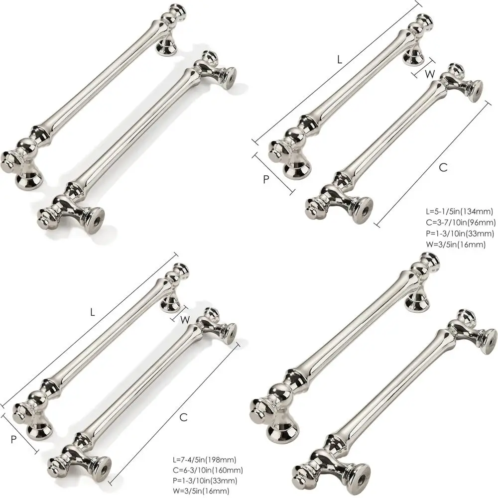 

Шкаф из полированного никеля размером 6-1/4 дюйма, современная фурнитура для ящиков, цинковый сплав, подходит для кухонных шкафов и комодов