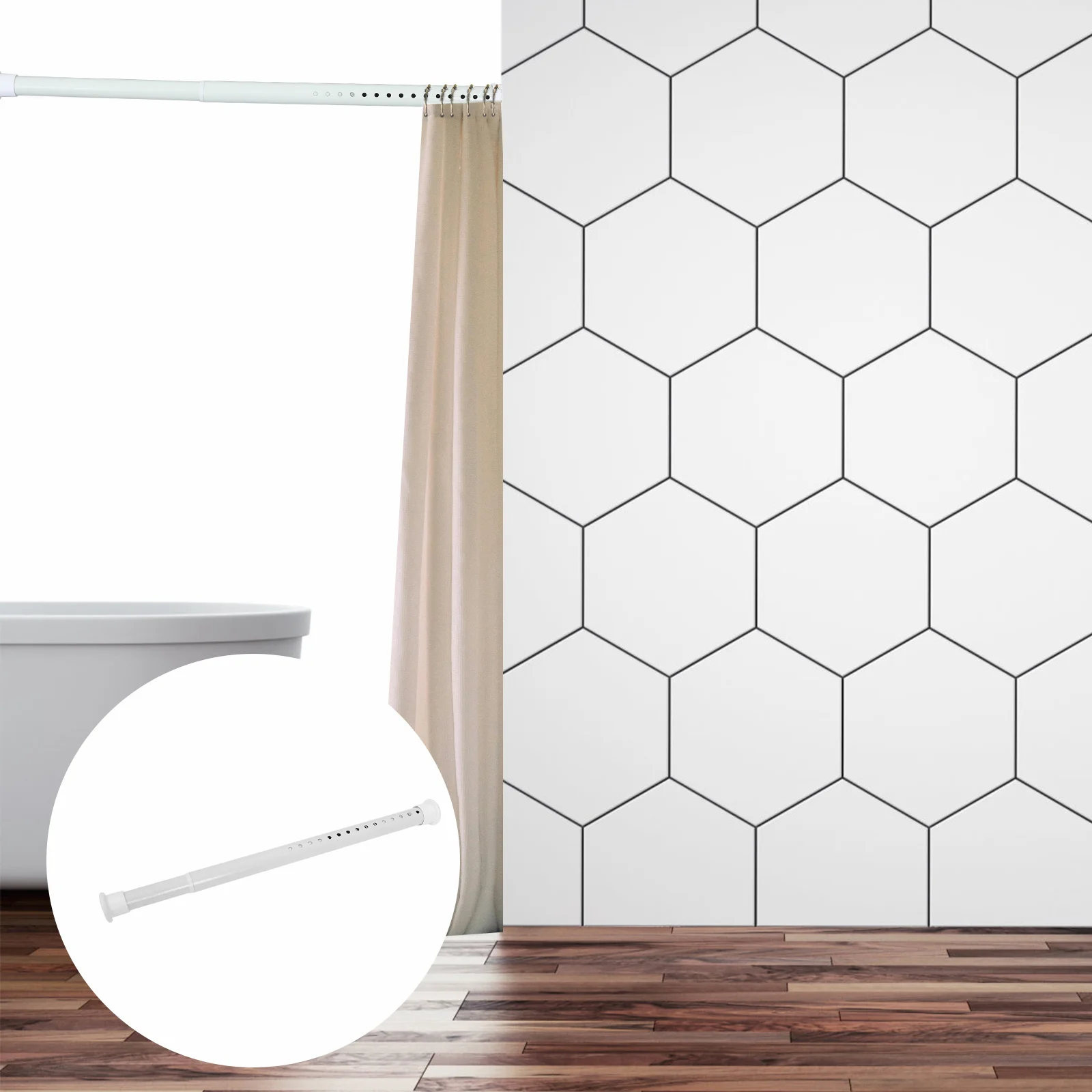 

Heavy Duty Adjustable Tension Rod No Drill Spring Loaded Curtain Rod 32mm Diameter for Windows Shower Balcony Room Divider