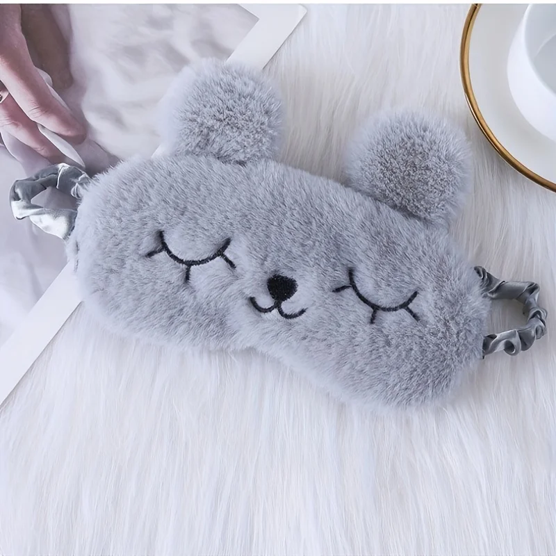 

1. Sleep light-blocking eye mask, cute cartoon plush imitation eye mask, comfortable sleep eye mask, plush eye mask