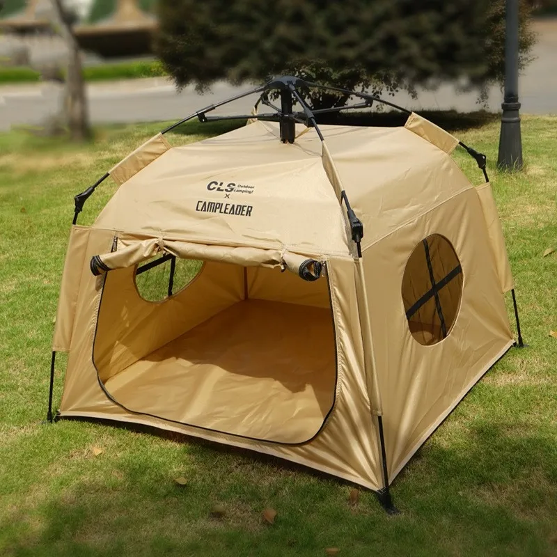 

New Outdoor Pet Tent Foldable Cute Pet Puppy Dogs Tent Fully Automatic Portable Pet Tent Oxford Cloth Waterproof Camping Tent