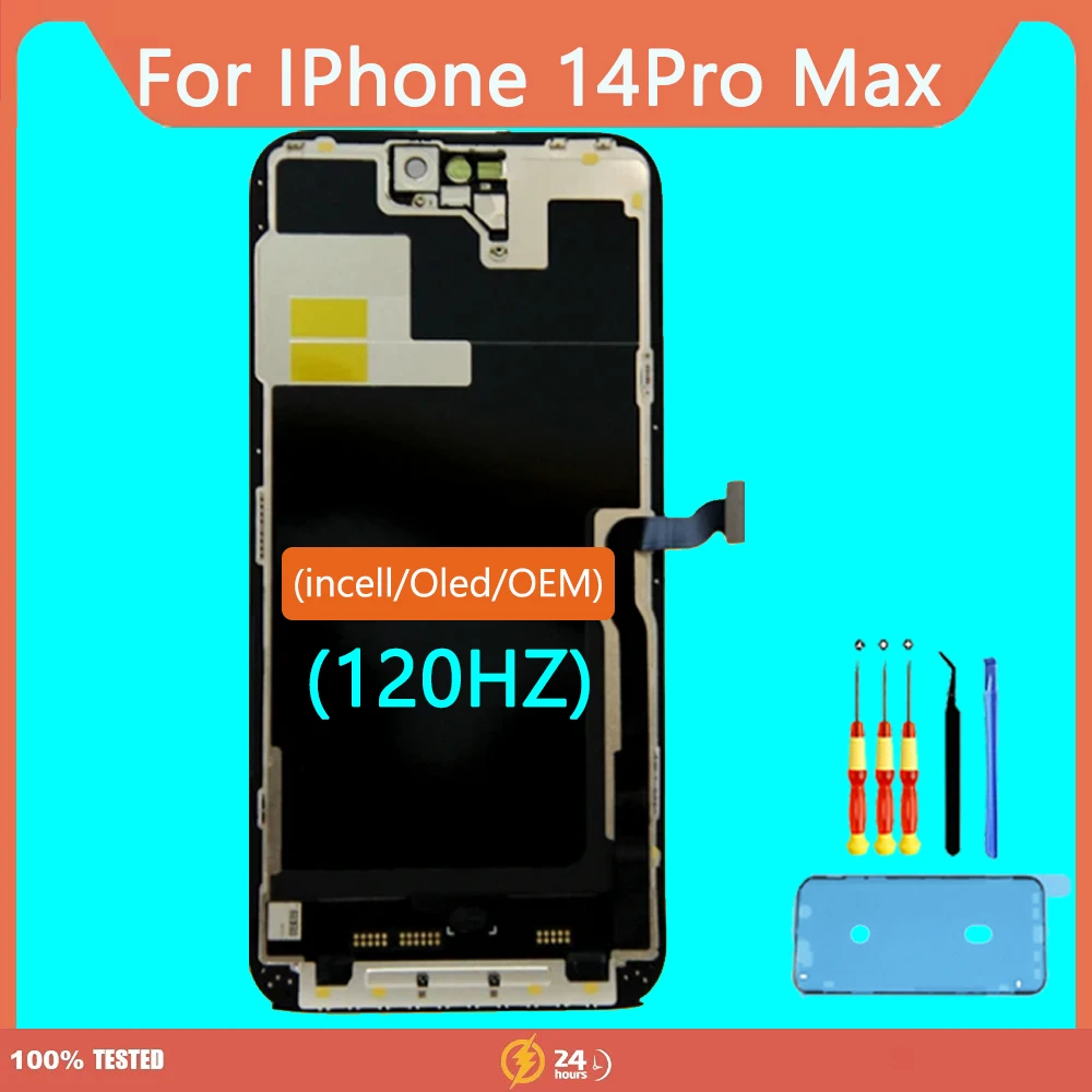 

Сменный сенсорный экран Incell/OLED/OEM с дигитайзером, ЖК-дисплей для iPhone 14 Pro Max в сборе, ecran Face ID, настоящий тон, мягкий OLED