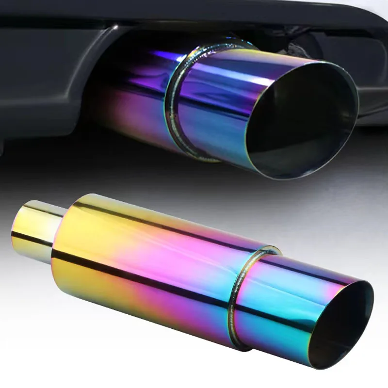 55 มม.จัดแต่งทรงผมรถระบบไอเสียท่อ Universal Racing Muffler คุณภาพสูงสแตนเลสสตีลท่อไอเสียด้านหลังท่อ Accessorie
