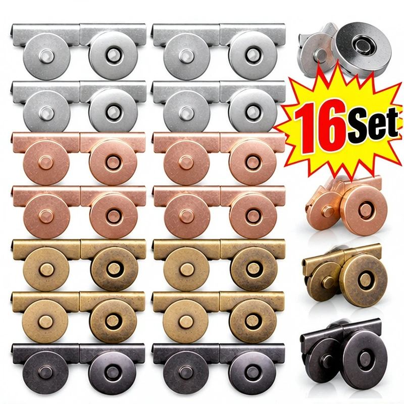 DIY Bag Metal Magnetic Buckle Set Solid Color Not Sewing Clasp Clothes Lightweight Magnet Button Handbag Buckles Bag Accessories
